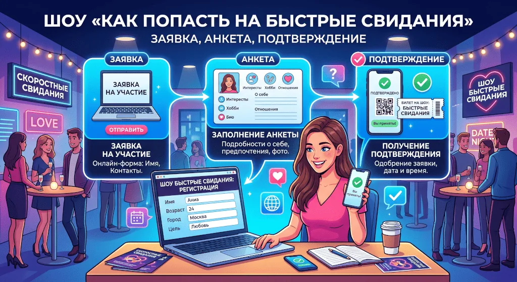 Как попасть на быстрые свидания: заявка, анкета, подтверждение